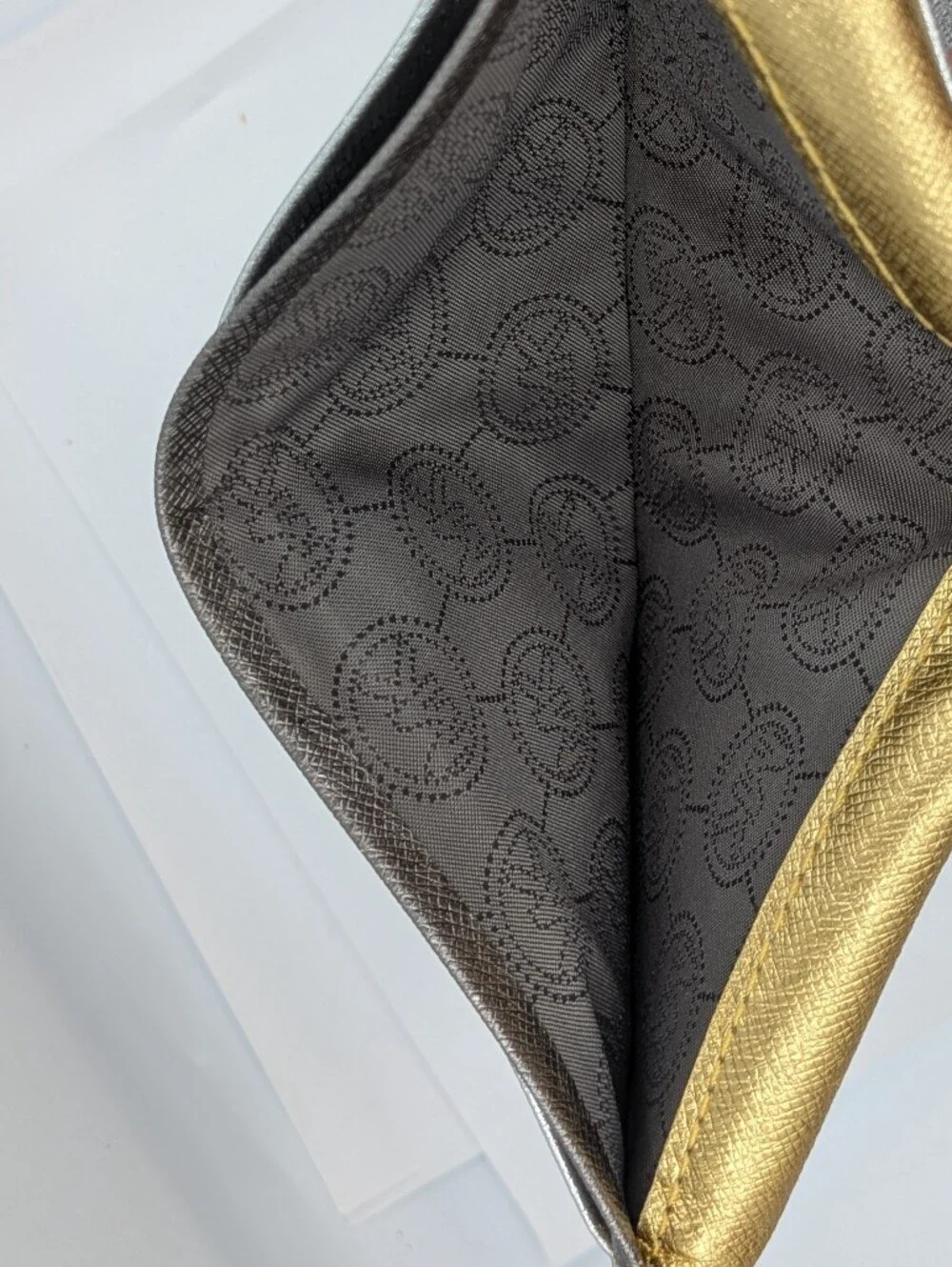 Michael‎ Kors Wallet Golden Metallic Slim Envelope Snap Long Organizer Trifold